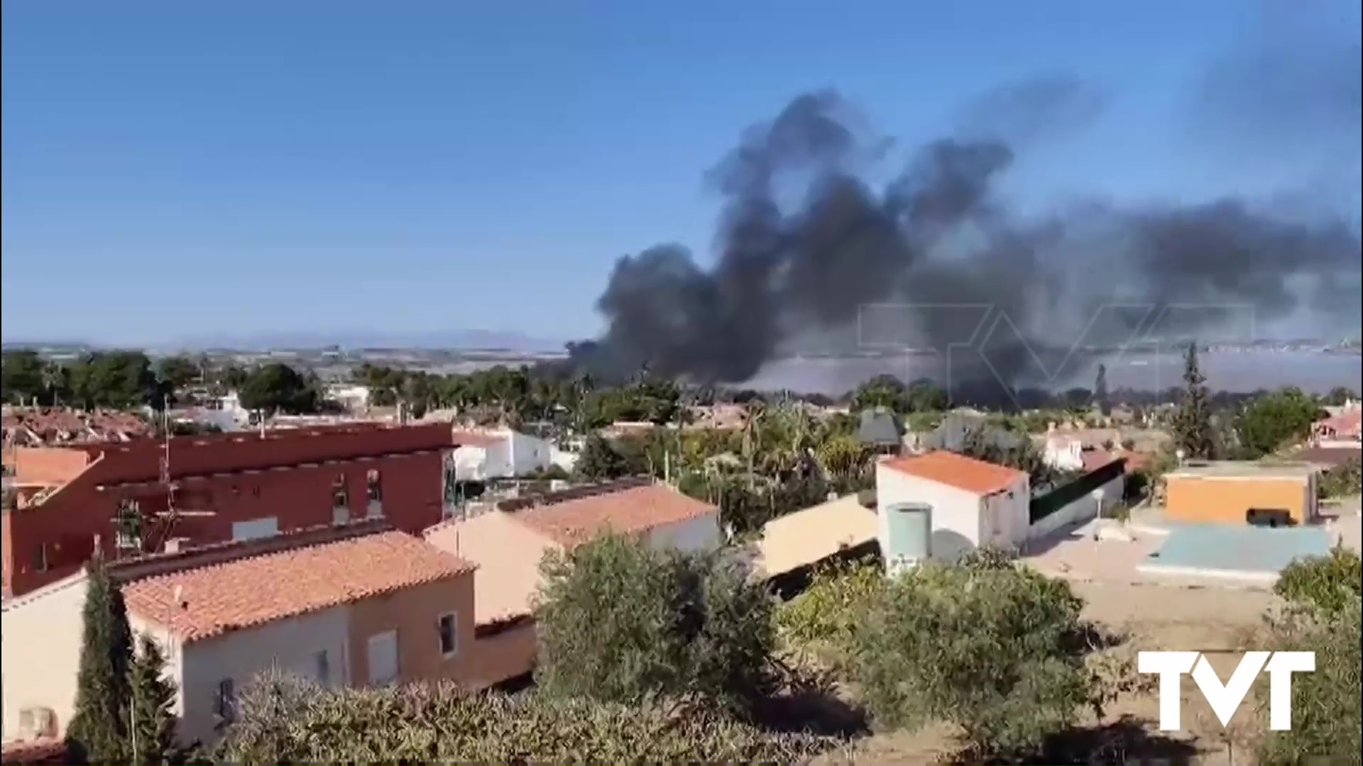 Imagen de Un incendio de grandes dimensiones calcina un solar ubicado en Los Balcones y 12 vehículos