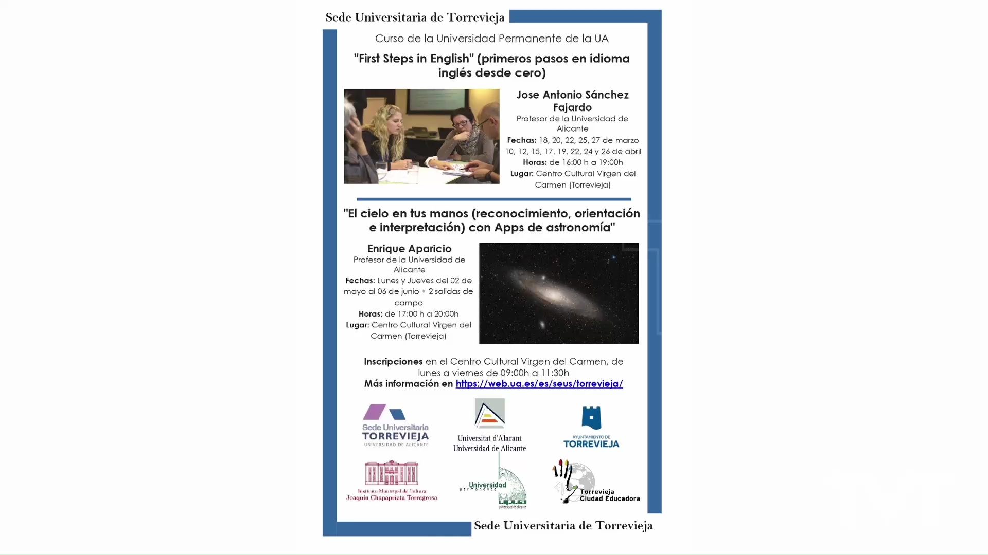 Imagen de La sede universitaria de Alicante en Torrevieja ofrece cursos de inglés y astronomía para mayores de 50 años