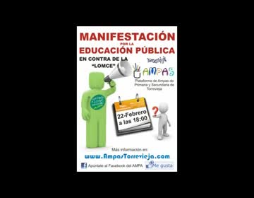 Imagen de La plataforma Ampas Torrevieja convoca manifestación para el 22 de febrero en protesta por la LOMCE