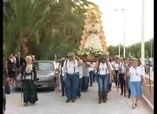 Imagen de La Virgen del Rocío, trasladada desde San Roque hasta la Inmaculada para participar en la Romería