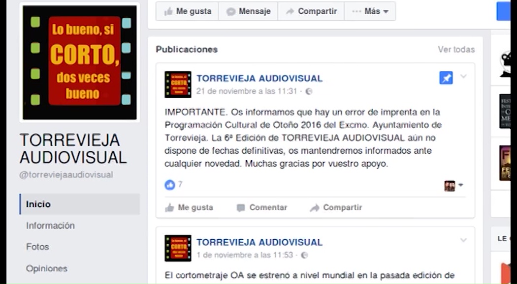 Imagen de El 6ª Festival de cortos Torrevieja Audiovisual se aplaza al no haberse tramitado contrato