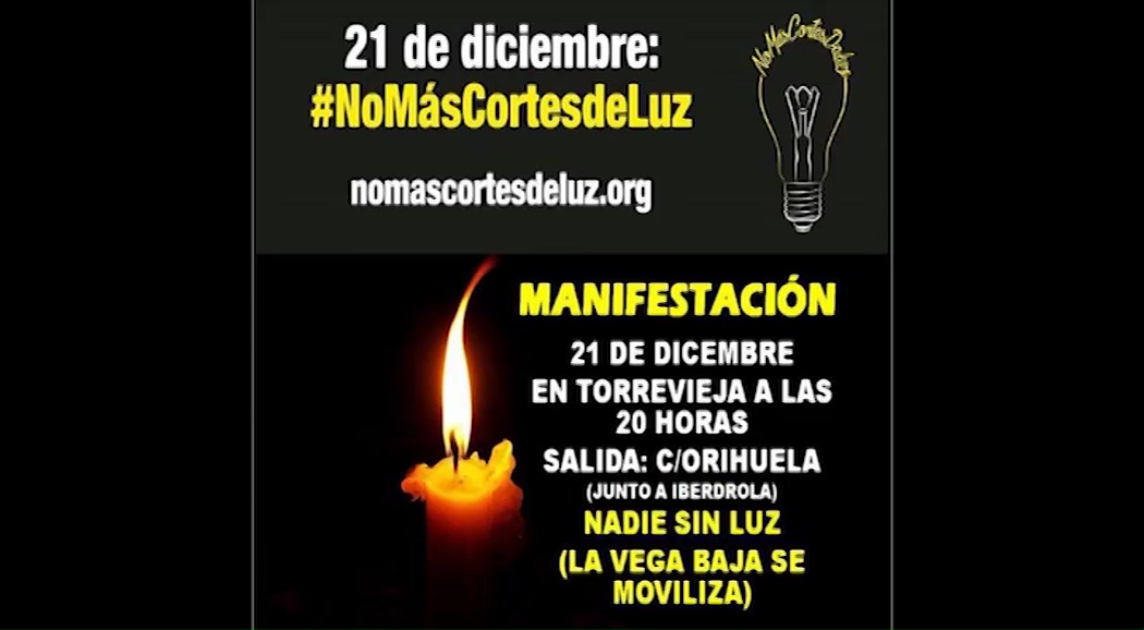 Imagen de La Vega Baja se moviliza en Torrevieja contra los cortes de luz a familias desfavorecidas.
