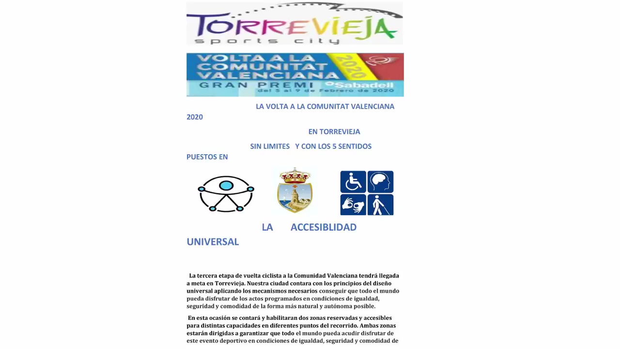 Imagen de La vuelta ciclista a la CV contará en Torrevieja con zonas reservadas y accesibles