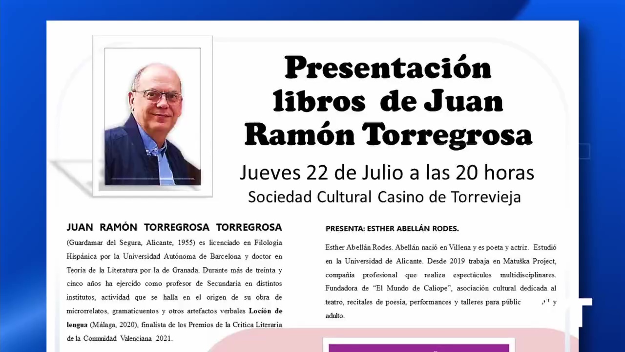 Imagen de El Casino acoge la presentación de dos libros de Juan Ramón Torregrosa