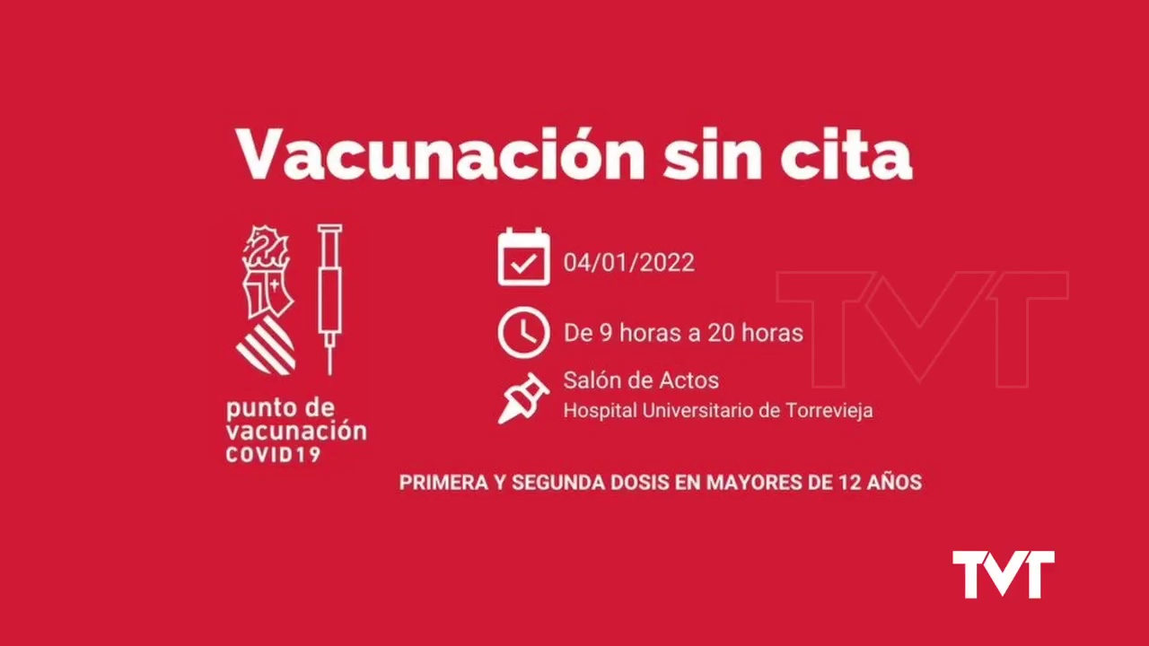 Imagen de Nuevo punto de vacunación sin cita para 1ªs y 2ªs dosis el 4 de enero en el Hospital de Torrevieja