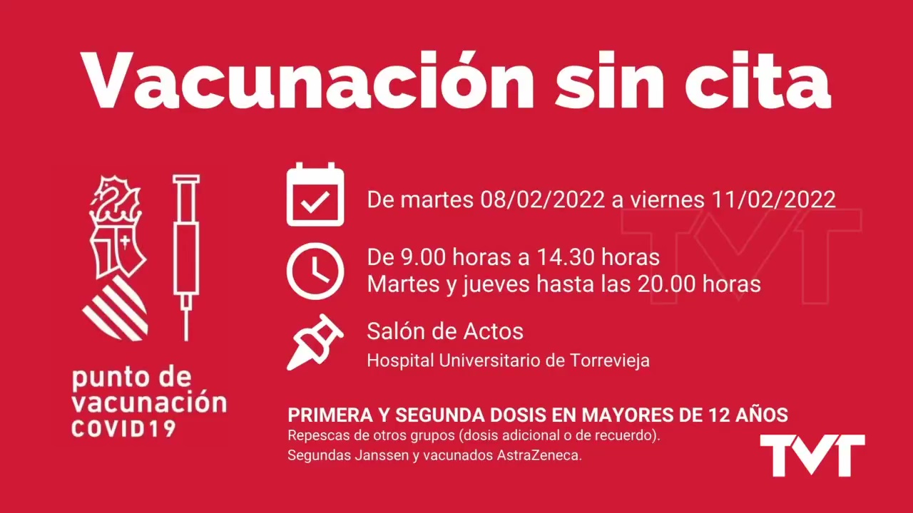 Imagen de El Hospital de Torrevieja continua toda esta semana con vacunación sin cita