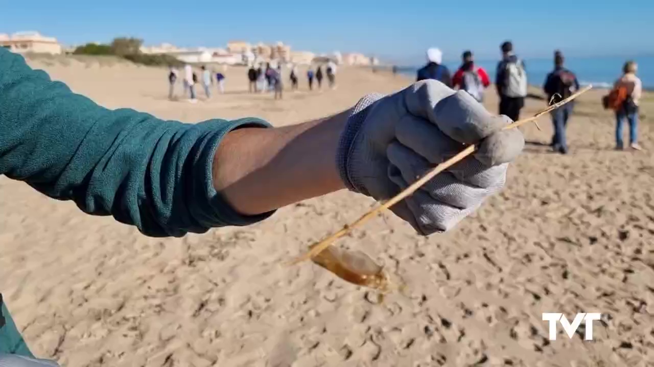 Imagen de Los alumnos del IES Mediterráneo retiran cientos de plásticos de las playas