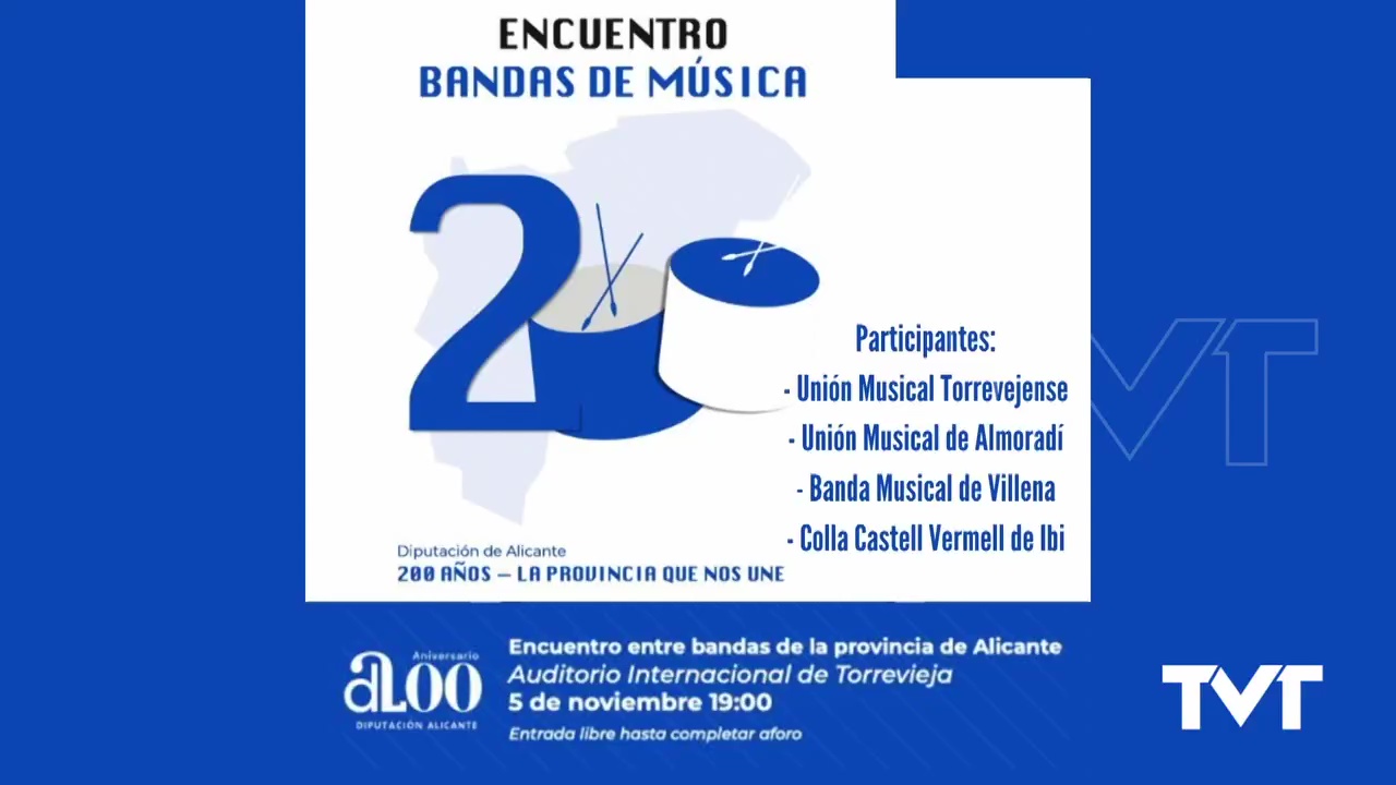 Imagen de Encuentro de 4 bandas de música en Torrevieja con motivo del 200 aniversario de la Diputación