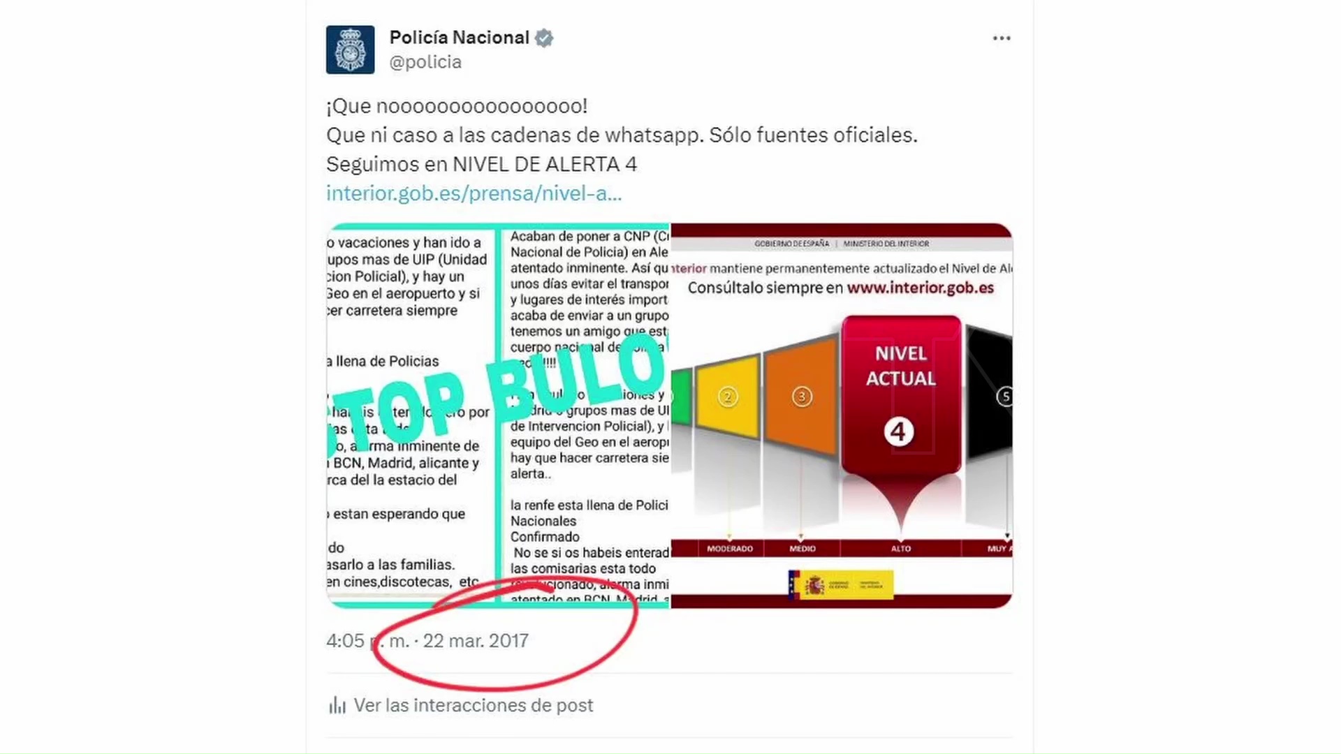 Imagen de «Peligro inminente de atentado»: el bulo de 2017 vuelve a aparecer 