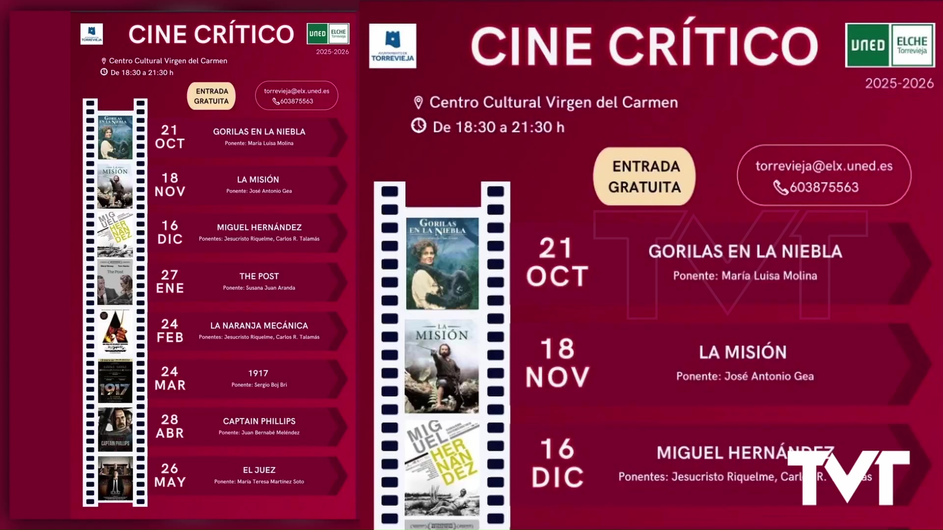 Imagen de Este martes 21 de octubre comienza Cine Crítico del Aula UNED Torrevieja con la proyección de «Gorilas en la niebla»