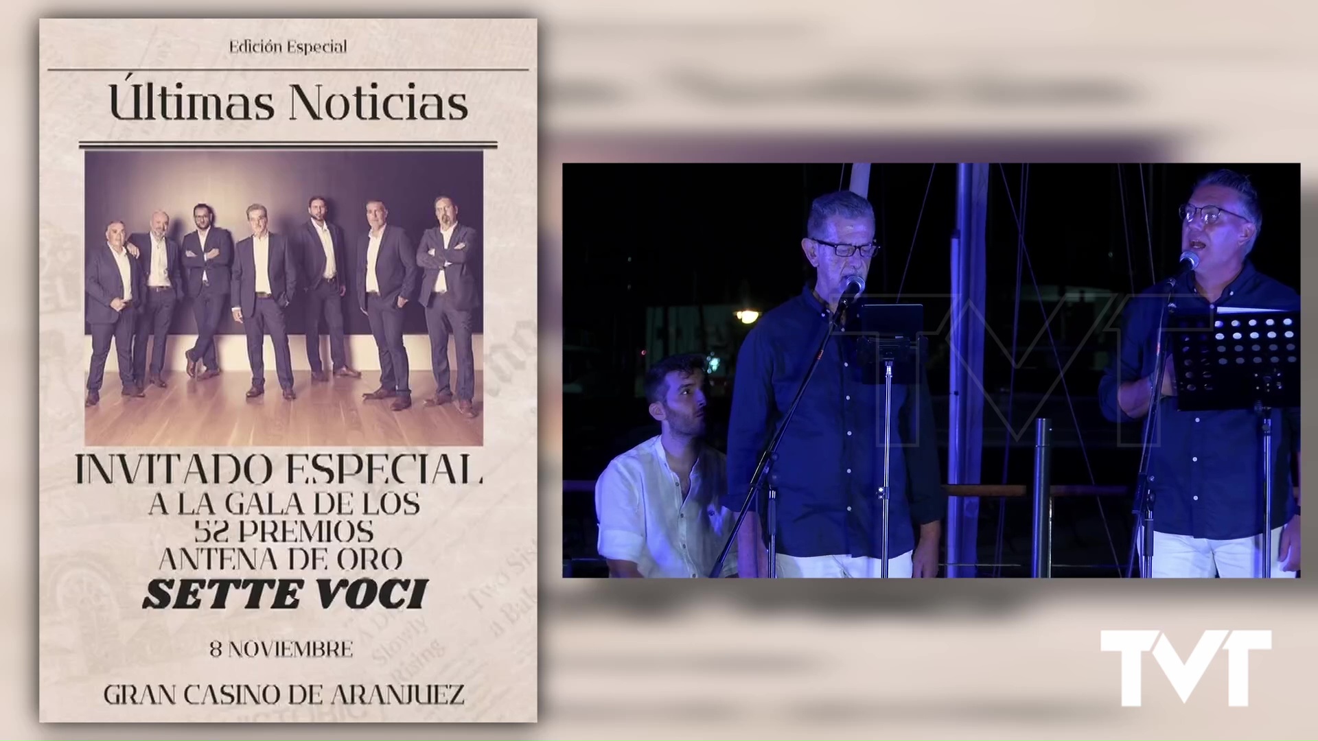 Imagen de Sette Vocci invitado especial en la gala de los Premios Antenas de Oro 2025