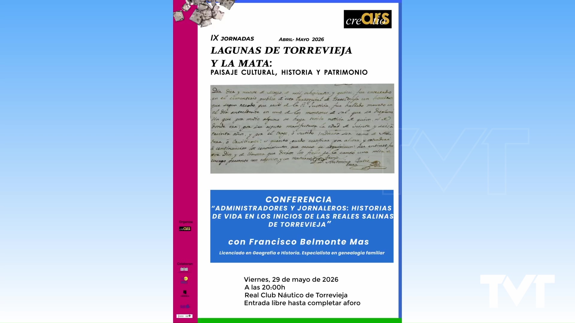 Imagen de Francisco Belmonte participa en las IX Jornadas Multidisciplinares de Ars Creatio con una charla sobre administradores y jornaleros de las Salinas