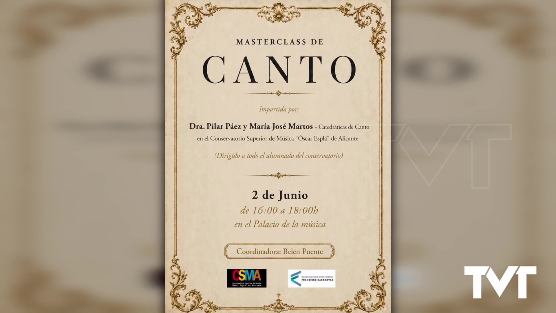 Imagen de El Conservatorio Profesional de Música «Francisco Casanovas» organiza una masterclass y concierto de canto el 2 de junio