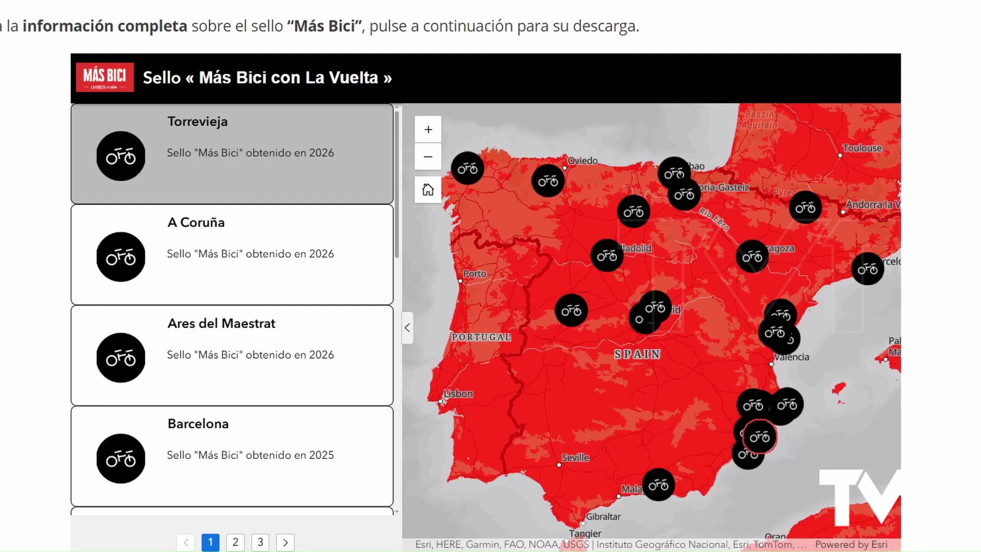 Imagen de Torrevieja, distinguida por la Vuelta Ciclista con el sello nacional «Más bici» 2026 